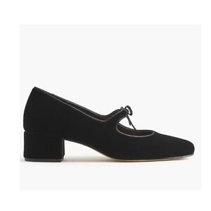 NEW J.Crew Velvet Bow Tie Mary Jane Shoes Womens 8 Black Block Heel